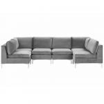 Beliani Modulinė U formos sofa 6 asmenims EVJA pilko veliūro
