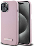 Dėklas Karl Lagerfeld FW Metal Plate MagSafe skirtas Apple iPhone 15 rožinės spalvos