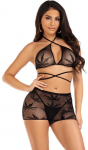 Leg Avenue Sets Leg Avenue Mary Jane 2-Piece Wrap Bra & Shorts Set, Juodas, One Size
