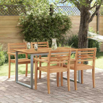 Sodo stalas Pilka 140 x 80 x 75 cm Kietos akacijos mediena