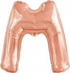 Folijos balionas raidė M rožinio aukso spalvos 69,5 x 86 cm