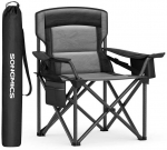 Songmics Kempingo kėdutė su puodelio laikikliu ir putplasčio pamink&scaron;tinimu ra&scaron;alas juodas