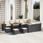 Sofa Sodo Sofų Rinkinys su pagalve 13 pcs Juoda ir kreminė