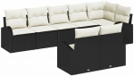 Lauko baldų komplektas Sodo Sofų Rinkinys su pagalve 8 pcs Juoda ir Balta poliratanas