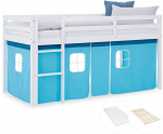 Homestyle4U Loft lova, 207.5x110x99.5 cm, balta mėlyna