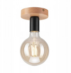 Lubinis &scaron;viestuvas Lampa sufitowa Lamkur Vito 41759 plafon lampa sufitowa spot rustykalny metalowy 1x60W E27 juoda/drewno