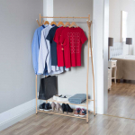 Relaxdays Bonideco Drabužių kabykla su lentynomis 162x90x40cm., &scaron;viesiai rudos spalvos