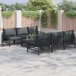 Sodo Sofų Rinkinys su pagalve 7 pcs Juoda Plienas