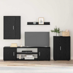 TV staliukas TV spintelių komplektas 4 pcs Juodas ąžuolas Apdirbta mediena