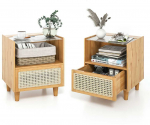 Bonideco Select Rinkinys i&scaron; 2 naktinių staliukų 43x35x50cm., &scaron;viesiai rudos spalvos