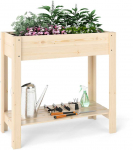 Bonideco Select Pakeliama lova su lentyna, pakelta sodo lova i&scaron; medžio, vazonas su drenažu, 81 x 37 x 77 cm, natūralus