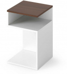 Bonideco Select S formos &scaron;oninis staliukas su 2 atvirais skyreliais, naktinis staliukas, 3 lygiai, sofos staliukas, baltas + rie&scaron;utas