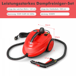 Bonideco Select Ne&scaron;iojamas garų valytuvas 2000 W auk&scaron;to slėgio garų valytuvas su 15 priedų Universalus garų &scaron;luota raudona