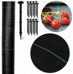 Piktžolių plėvelė 70 g/m&sup2;, 1.1 x 50 m, 50 smeigtukų, agroplėvelė, daržo danga, sodo plėvelė, žemės danga