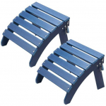 Lauko baldų komplektas Sulankstomas HDPE Adirondack pakojis, lauko poilsio kėdės pakojis, mėlynas, patogus, kojų atrama, sodo baldas