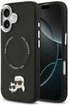 Karl Lagerfeld Karl & Choupette Pins MagSafe dėklas skirtas Apple iPhone 17 juodos spalvos