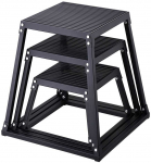 Pliometrinės &scaron;uolių dėžės, 3 viename rinkinys, 30.5 cm 45.8 cm 60.9 cm Plyo dėžė fitnesui, judrumo treniruotėms, pakylos platforma, namų sporto salės įranga, juoda