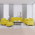 Sofa Sofos komplektas su pagalvėmis, 4 dalių, geltonas, audinys