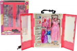 Adar Spinta su 4 sukienkami dla lalek 29cm + priedai