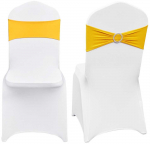 Tamprios &bdquo;Spandex&ldquo; sulankstomų kėdžių užvalkalai vestuvėms, vakarėliams ir renginiams, balti ir auksiniai kėdžių užvalkalai, banketų kėdžių užvalkalai