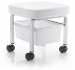 Kosmetinė kėdutė pedikiūrui, su laikymo konteineriu, balta pedikiūro kėdė, pėdų priežiūros kėdutė, grožio procedūrų kėdutė