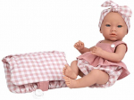 Arias lėlė su languotais, rožiniais rūbeliais, mergaitė, 38 cm