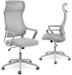 Biuro kėdė su tinklelio atlo&scaron;u, reguliuojamu auk&scaron;čiu, ergonomi&scaron;ku dizainu, supimo funkcija, pilka darbo kėdė