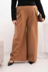 Plus Size women's pants with wide legs and pleats camel