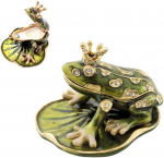 SIAM FASHION JEWELRY CO., LTD. Emaliuota metalinė dėžutė su kristalais &bdquo;Varlė&ldquo; &ndash; papuo&scaron;alams, dovana