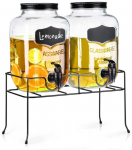 Gėrimų indelis su čiaupu ir stovu, juodas, 2x4 l, 3 vnt.