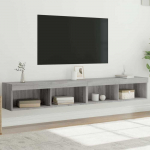 TV staliukas TV spintelės su LED, 2vnt., pilkos ąžuolo, 100x30x30cm