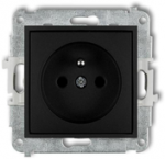 Karlik Elektrotechnik 12IGP-1zp ICON Vieno lizdo mechanizmas su įžeminimu 2P+Z (srovės kelio sklendės) matinė juoda 12IGP-1zp
