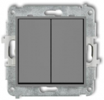 Karlik Elektrotechnik 27IWP-44.2 ICON Dviejų polių įprastai atidaromas jungiklio mechanizmas (du mygtukai be piktogramų, atskiras maitinimo &scaron;altinis) matinė pilka 27IWP-44.2