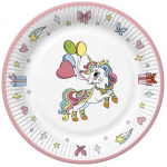 Spalvotos popierinės lėk&scaron;tės Vienaragio formos, 8 vnt., 22,7 cm