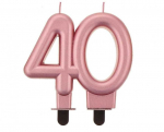 Spalva metalinė rožinio aukso spalvos torto žvakė, žvakės numeris 40