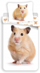 Patalynė bawełniana 140x200 Chomik su chomikiem chomiki Hamster balta smėlio sp. 4706 poszewka 70x90
