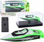 Motorlaivis su nuotolinio valdymo pultu RC, 15 cm, baltas/žalias
