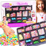 Didelis MEGA rinkinys apyrankių gamybai su karoliukais, raidėmis ir organizatoriumi