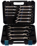 Beker Vartomų terk&scaron;linių raktų rynkinys 14 vnt., 8-24mm, Cr-V, plastikinis laikymo lagaminas.