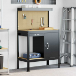 Darbo stalas su stalčių su lentyna Juodas 90 x 49 x 141 cm