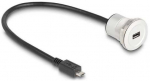 DELOCK USB2.0 Micro-B Einbaubuchse mit Kabelp. St. Alu. 30cm