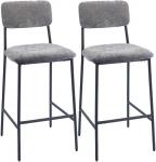 2 vnt. Baro kėdžių rinkinys, pamink&scaron;tintos auk&scaron;tos kėdės virtuvės salelėms, namų barui, su atlo&scaron;u, atrama kojoms, audinio apmu&scaron;alas, plienas, pilka