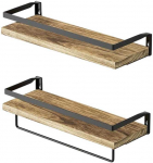 Relaxdays Sieninės lentynos 40x15 cm rudos, juodos, medinės, geležinės
