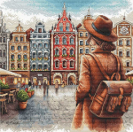 Ava Stitch Siuvinėjimo rinkinys &bdquo;Briugės senamiestis&ldquo; kryželiu, Aida 16 ct