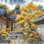 Ava Stitch Siuvinėjimo kryželiu rinkinys &bdquo;Auksiniai medžiai&ldquo; 28,5x28,5 cm AVA-P118
