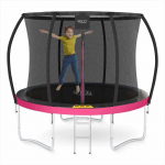 4Fizjo Vaiki&scaron;kas sodo batutas, 252 cm apvalus lauko batutas, rožinis ir juodas apsauginis tinklas, 150 kg talpa, 8 pėdų batutas vaikams