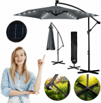 Parasol Sulankstomas sodo skėtis 6 segmentai 350 cm su dangteliu ir žibintais Plonos PL-882