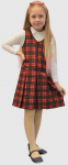 Raudonas su langiukais mokyklinis sarafanas, Sarafanų dydžiai: 142XL