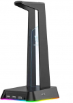 Ausinės Ausinių laikiklis ONIKUMA ST-2, juodas, su RGB ap&scaron;vietimu, 3 USB prievadais