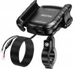 iMESTOU motociklinis telefono laikiklis su USB-C 36 W greitu įkrovimu, tinka 5.4&ndash;7.2 colių telefonams, tvirtinimas prie 12&ndash;32 mm vairo KWG-M8